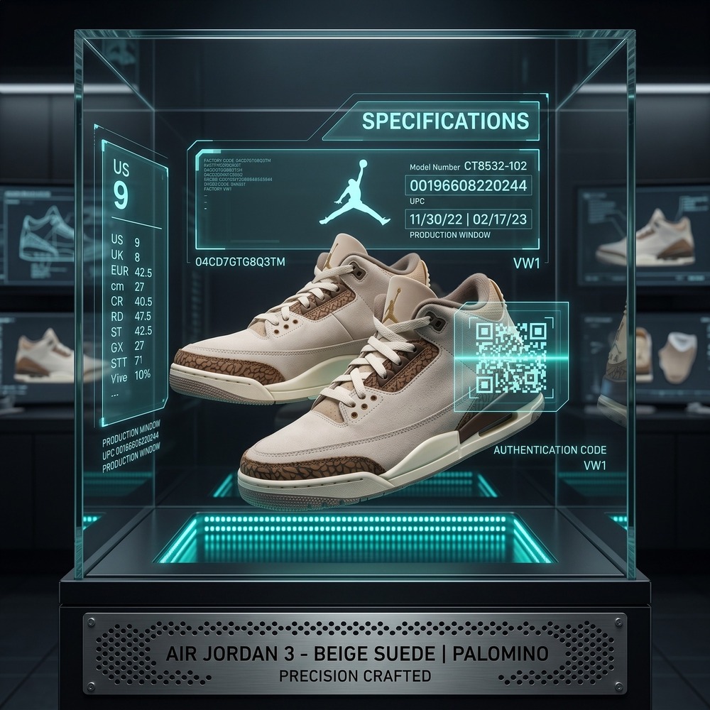 Jordan Air Jordan 3 Palomino‎ CT8532-102 Size 9 10.5W